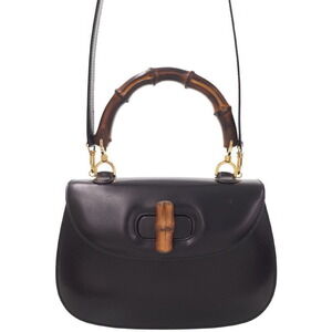 Gucci Bamboo Top Handle Leather Shoulder Bag Handbag